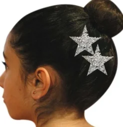 Dansebutikken Gymnastik Hårtilbehør|Hår Accessories-Hårclips stjerneformet i sølvglimmer