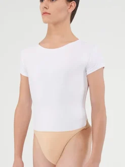 Børn Dansebutikken Ballettøj Drenge-Hvid balletbody med kort ærme til teen/herre