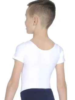 Børn Dansebutikken Ballettøj Drenge-Hvid body med kort ærme til ballet drenge