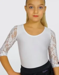 Dansebutikken Dansetøj Pige-Hvid body til dans til piger - Ready4dance