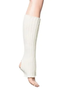 Dansebutikken Benvarmere Til Gymnastik|Benvarmere Til Ballet-Hvide ribstrikket benvarmere til ballet og dans