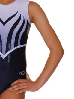 Dansebutikken Dragter Piger-Hvid/sølv/blå ærmeløs gymnastikdragt til piger