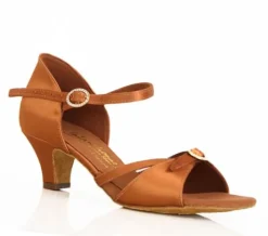 Dame Dansebutikken Pige Dansesko|Salsasko Damer-International dansesko Natasha dark tan satin junior