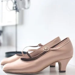 Dame Dansebutikken Pige Dansesko|Brudesko-International standardsko med skrårem - junior hæl