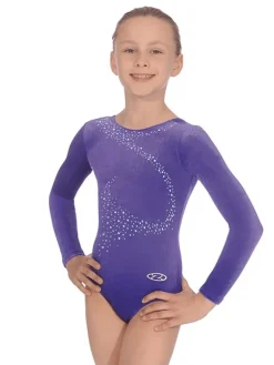 Dansebutikken Dragter Piger-Lilla velour gymnastikdragt piger The zone