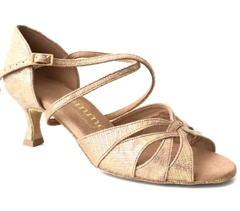 Dame Dansebutikken Brudesko|Salsasko Damer-Lys guld brokade dansesko 5 cm hæl Rummos