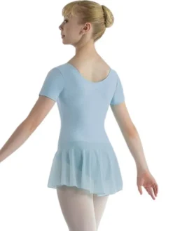 Dame Dansebutikken Dragter Damer|Balletkjole Piger-Lyseblå dragt med påsyet chiffon skørt Ballet Rosa