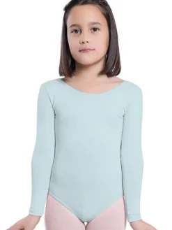 Børn Dansebutikken Dragter Piger|Balletdragter Børn-Lyseblå dragt m.langt ærme ballet/gymnastik