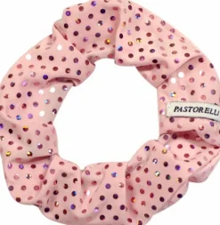 Dansebutikken Rhinsten/smykker|Gymnastik Hårtilbehør-Lyserød hårelastik med trykte palietter