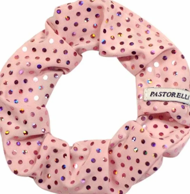 Dansebutikken Rhinsten/smykker|Gymnastik Hårtilbehør-Lyserød hårelastik med trykte palietter