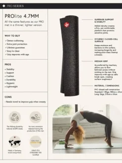 Dansebutikken Måtter Til Yoga-Manduka mørk grå PROlite måtte til yoga