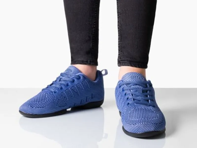Dame Dansebutikken Salsasko Damer|Swingsko Damer-Mellem blå dansesneaker i åndbar strik til damer - Suny