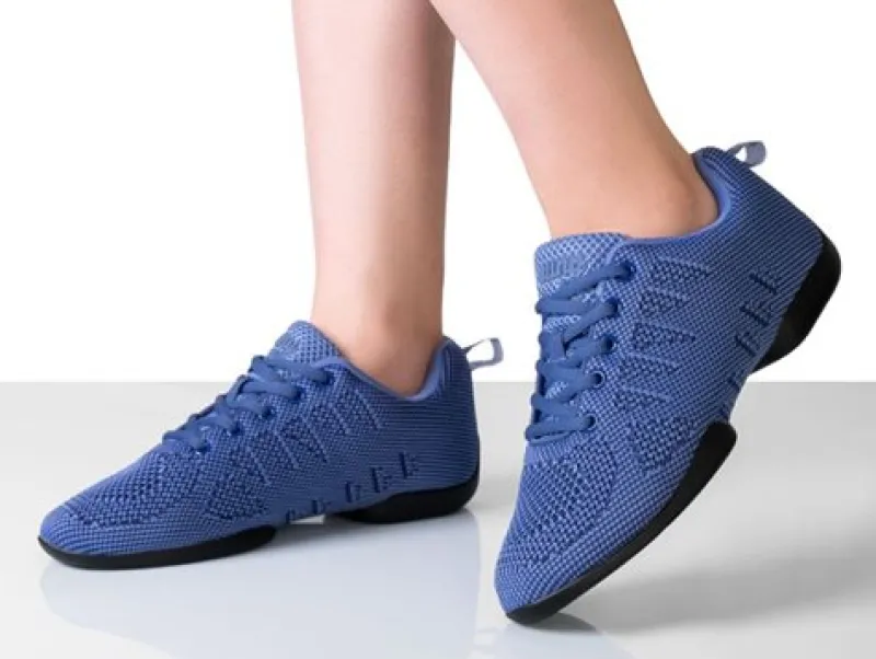 Dame Dansebutikken Salsasko Damer|Swingsko Damer-Mellem blå dansesneaker i åndbar strik til damer - Suny