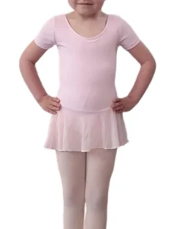 Børn Dansebutikken Gymnastikkjole Piger|Balletkjole Piger-Mørk rosa dragt med påsyet chiffon skørt Ballet Rosa