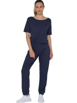 Dame Dansebutikken Pilates Heldragter|Heldragter Til Yoga-Mørkeblå heldragt med korte ærmer til dans og yoga