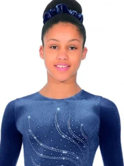 Dansebutikken Dragter Piger-Navy velour gymnastikdragt piger The zone