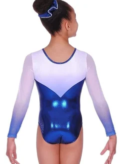 Dansebutikken Dragter Piger-Navy/hvid skinnende gymnastikdragt piger The zone