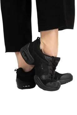 Dame Dansebutikken Salsasko Damer|Swingsko Damer-PEBBLE Rumpf dansesneaker sort mesh