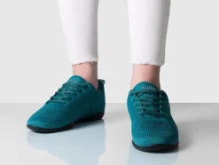 Dame Dansebutikken Salsasko Damer|Swingsko Damer-Petrol farvet dansesneaker i åndbar strik til damer - Suny