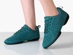 Dame Dansebutikken Salsasko Damer|Swingsko Damer-Petrol farvet dansesneaker i åndbar strik til damer - Suny
