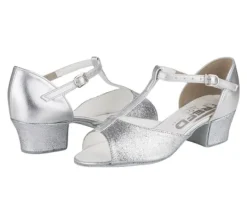 Børn Dansebutikken Pige Dansesko-Pige dansesko sølv glimmer Freed of London