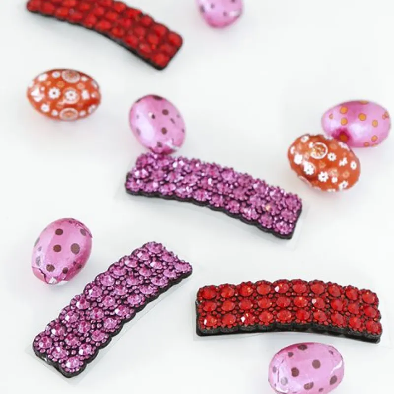 Dansebutikken Gymnastik Hårtilbehør|Hår Accessories-Pink clic-clac hårspænde med rhinsten