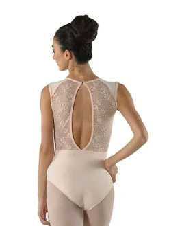 Dame Dansebutikken Balletdragter Damer-Pudderfarvet dragt m. blonde fra ballet Rosa