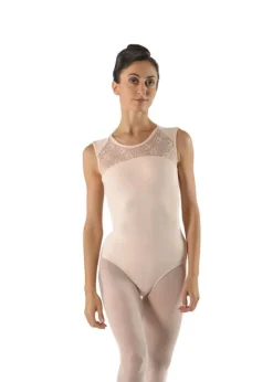 Dame Dansebutikken Balletdragter Damer-Pudderfarvet dragt m. blonde fra ballet Rosa