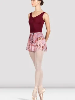 Dame Dansebutikken Underdele Damer|Ballet Underdele Damer-Pull on skørt med smukt rødlig print af blomster fra Bloch