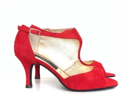 Dame Dansebutikken Salsasko Damer|Tangosko Damer-Rød dansesko Nueva Epoca Linea 7 cm hæl