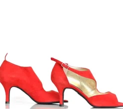 Dame Dansebutikken Salsasko Damer|Tangosko Damer-Rød dansesko Nueva Epoca Linea 7 cm hæl