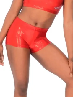 Dansebutikken Underdele Til Disco|Underdele Piger-Røde blanke gymnastikshorts piger The zone