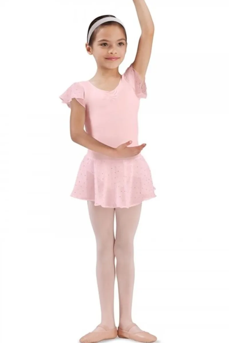 Børn Dansebutikken Gymnastikkjole Piger|Ballet Underdele Børn-Rosa chiffon skørt med palietter til piger Bloch