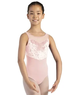 Børn Dansebutikken Balletdragter Børn-Rosa dragt til piger med fløjsdetaljer Bloch