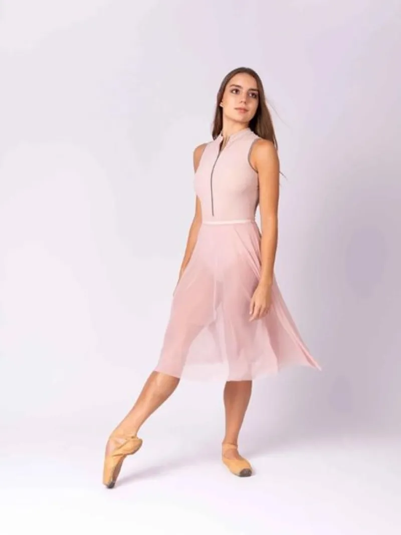 Dame Dansebutikken Skørter Til Skøjteløb|Ballet Underdele Damer-Rosa langt pull on mesh skørt fra Mara Dancewear