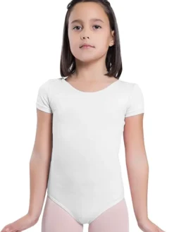 Børn Dansebutikken Dragter Piger|Balletdragter Børn-Seré hvid dragt m.kort ærme ballet/gymnastik