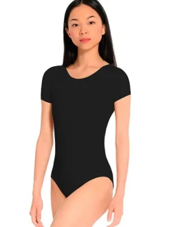 Dame Dansebutikken Dragter Damer|Balletdragter Damer-Seré sort dragt med korte ærmer