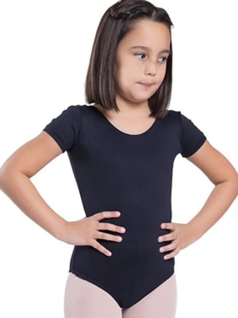 Børn Dansebutikken Dragter Piger|Balletdragter Børn-Seré sort dragt m.kort ærme ballet/gymnastik