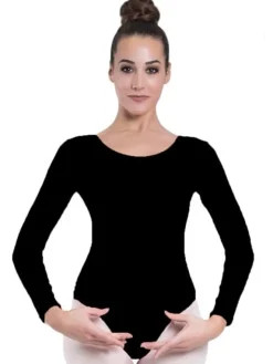 Dame Dansebutikken Dragter Damer|Balletdragter Damer-Seré sort dragt m.lang ærme ballet/gymnastik