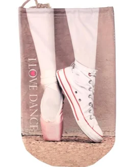 Dansebutikken Andet Til Ballet|Balletsko Tilbehør-Sko pose til balletsko med tåsko og sneakers print