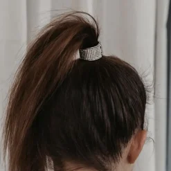 Dansebutikken Rhinsten/smykker|Hår Accessories-Sølv rhinsten hårtårn med elastik