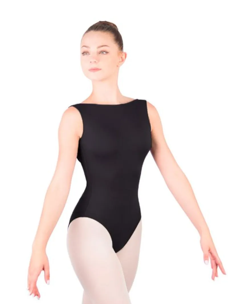 Dame Dansebutikken Balletdragter Damer-Sort balletdragt m. dyb ryg fra Ballet Rosa