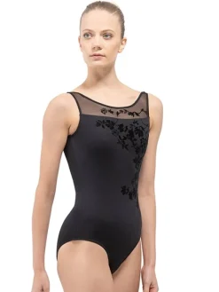 Dame Dansebutikken Balletdragter Damer-Sort balletdragt med mesh og broderi fra BalletRosa