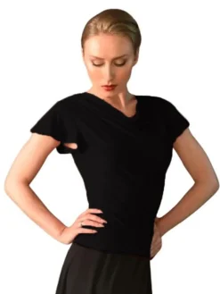 Dame Dansebutikken Danseoverdele Damer-Sort bluse med butterfly ærmer fra Danceeverywear