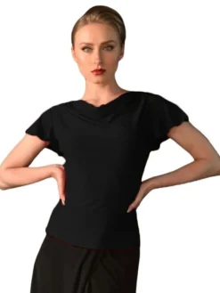 Dame Dansebutikken Danseoverdele Damer-Sort bluse med butterfly ærmer fra Danceeverywear