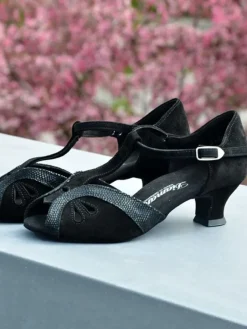 Dame Dansebutikken Salsasko Damer|Tangosko Damer-Sort dame dansesko ruskind/sort python