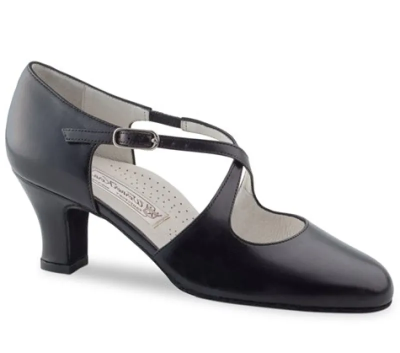 Dame Dansebutikken Tangosko Damer|Social Dansesko-Sort dansesko i skind med 6 cm hæl Werner Kern - Gillian