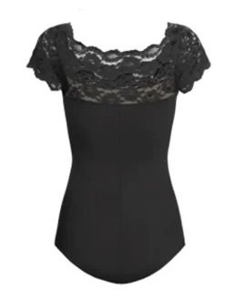 Dame Dansebutikken Balletdragter Damer|Dansebody Damer-Sort dragt med blonde foroven So Danca