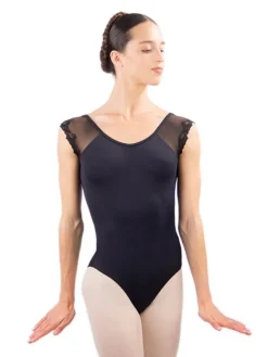 Dame Dansebutikken Balletdragter Damer-Sort dragt med mesh og blonder fra BalletRosa