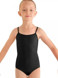 Børn Dansebutikken Balletdragter Børn-Sort dragt til piger m. stropper og flot ryg Bloch